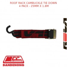 ROOF RACK CAMBUCKLE TIE DOWN 4 PACK - 25MM X 1.8M